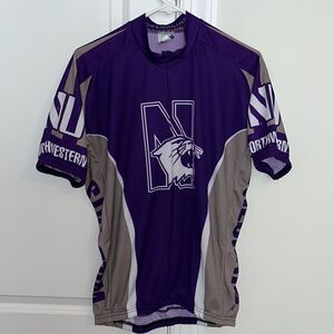Northwestern NU University men’s Wildcats Cycling Bike touring jersey shirt XL
